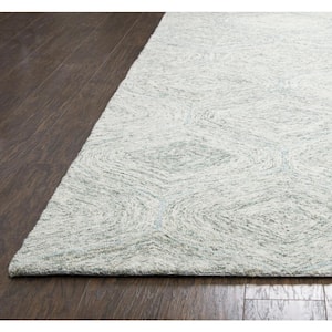 London Collection Green/Ivory 100% Wool 2 ft. 6 in. x 8 ft. Hand-Tufted Trellis Area Rug