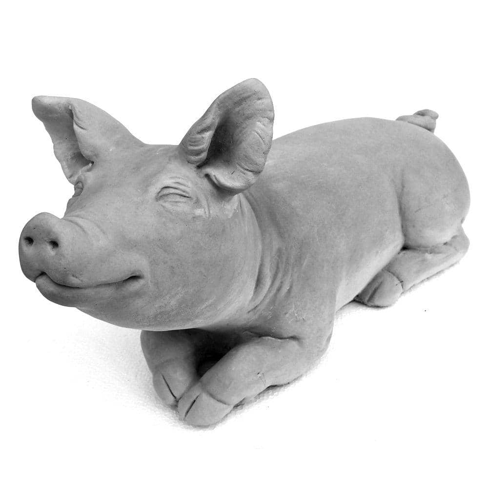 Cast Stone Brother Pig Garden Statue Antique Gray