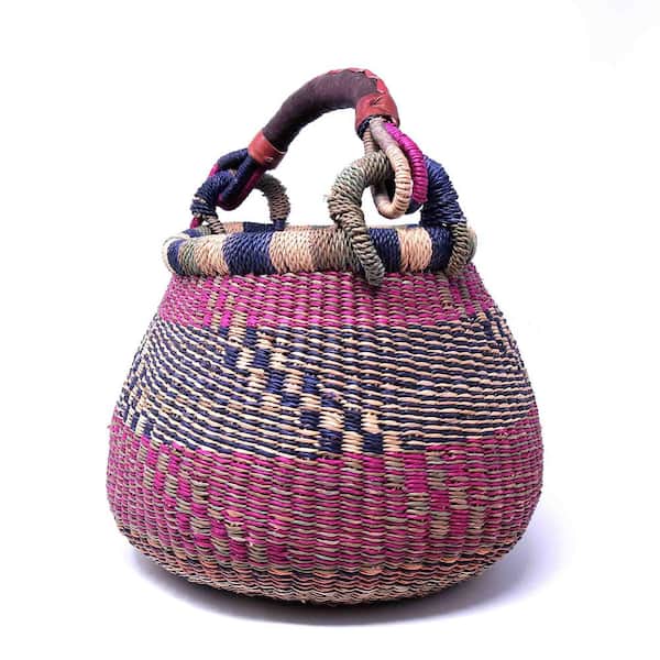 Unbranded Small Bolga Pot Basket - Mixed Colors