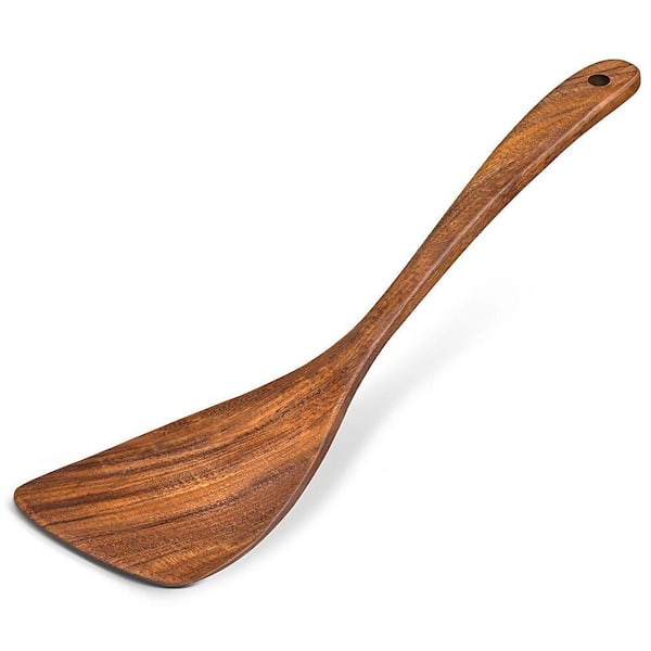 Acacia Wood Heat Resistant Nonstick Safe Spatula Turner with Long Handle Non Scratch for Cooking Frying Baking