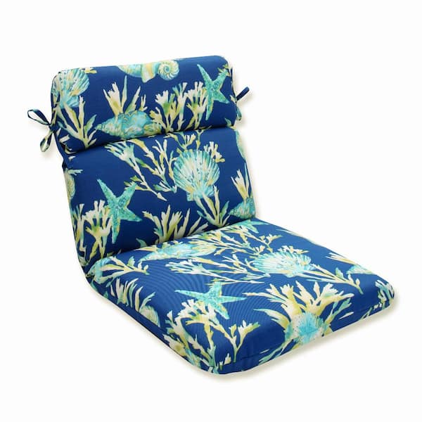 Pillow Perfect Tropical Outdoor/Indoor 21 in. W x 3 in. H Deep Seat, 1 Piece Chair Cushion with Round Corners in Blue/Green Daytrip