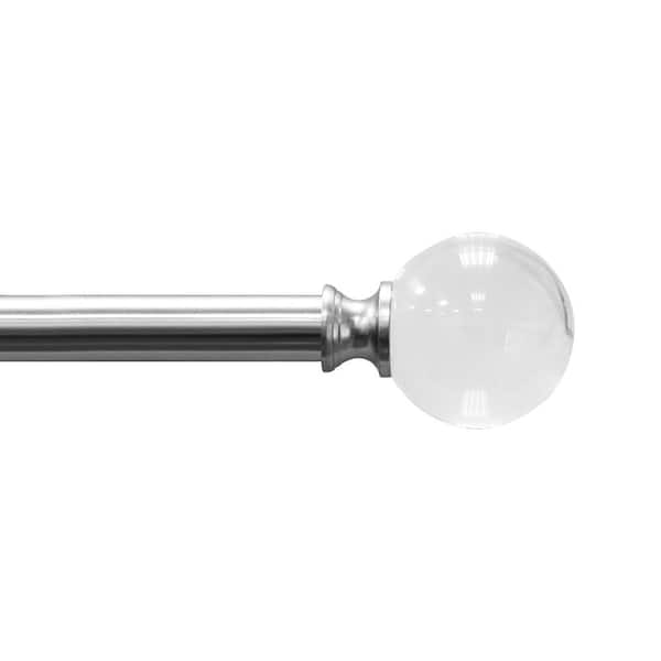 Lumi Home Furnishings 66 in. - 120 in. Adjustable Single Curtain Rod 3/4 in. Dia. in Brushed Nickel with Acrylic Ball finials