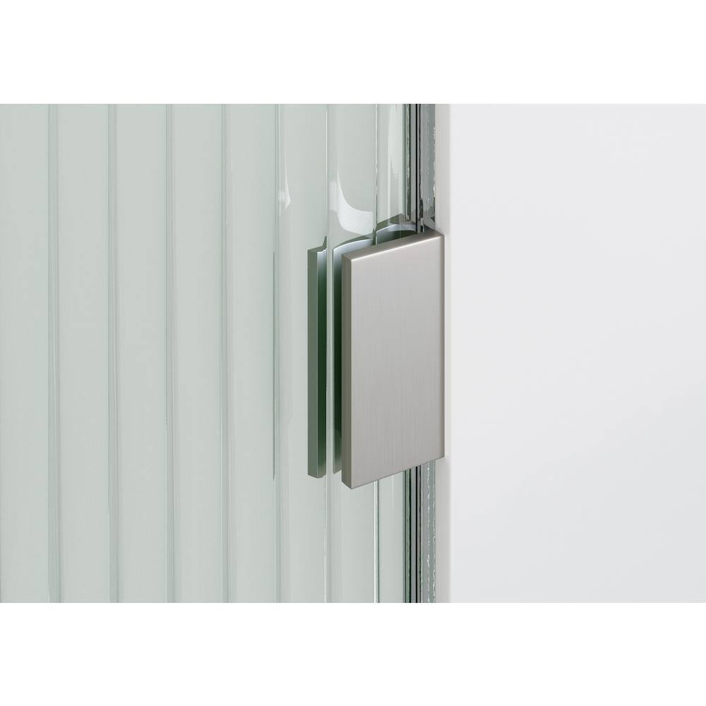 Aurora 34 in. x 58.25 in. Frameless Fluted Glass Bath Panel with Brass Hardware