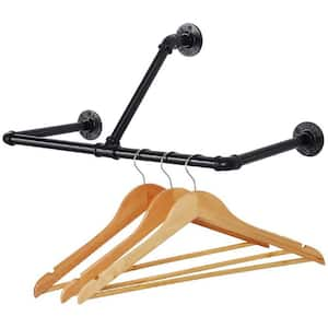 22-Inch Industrial T-Bar Pipe Coat Hanger Clothes Rack Heavy Duty Garment Rack, Black