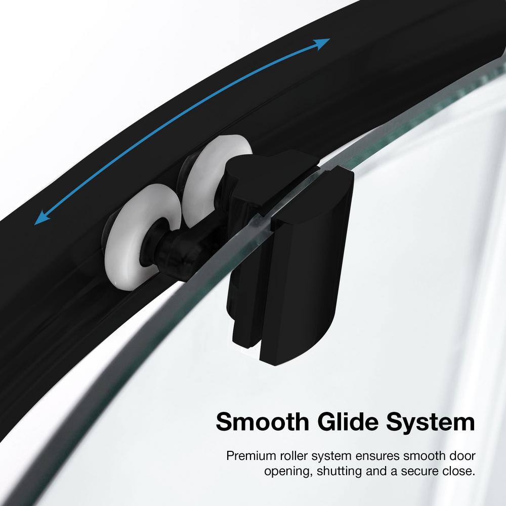 Breeze 35" Black Curved Corner Shower Kit with Clear Glass