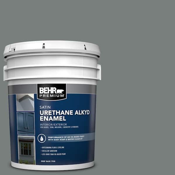 BEHR PREMIUM 5 gal. #PPU25-18 Shutter Gray Urethane Alkyd Satin Enamel Interior/Exterior Paint