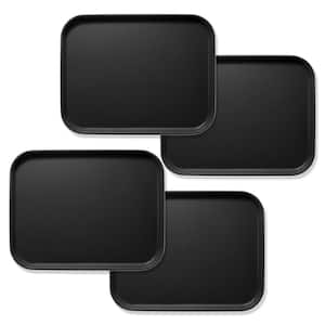 10" x 14" Rectangle Non-Slip Serving Trays, Black - NSF Food Service (Set of 4)