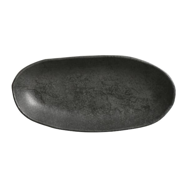 Unbranded 12.59 in. Chromium Gray Stoneware Deep Oval Platter Large Organic (Set of 4)