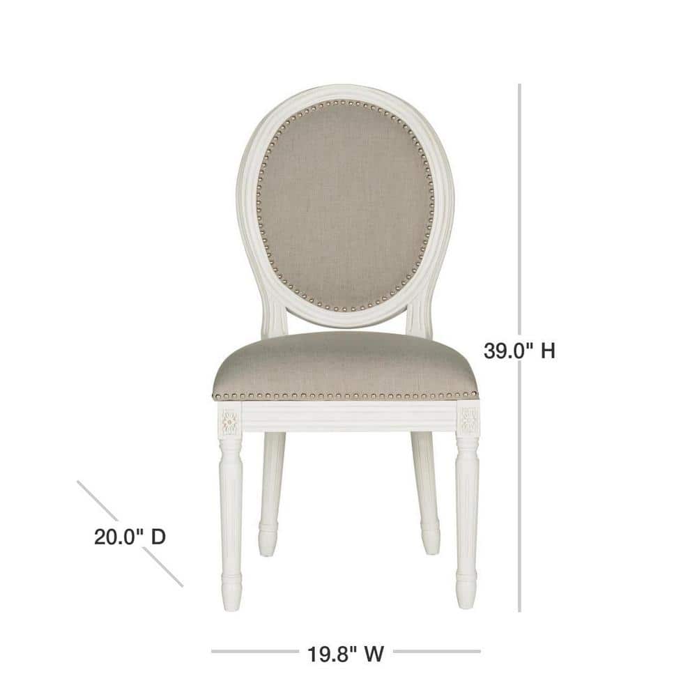 Provencal Elegance High-Back Linen Side Chair in Gray & White