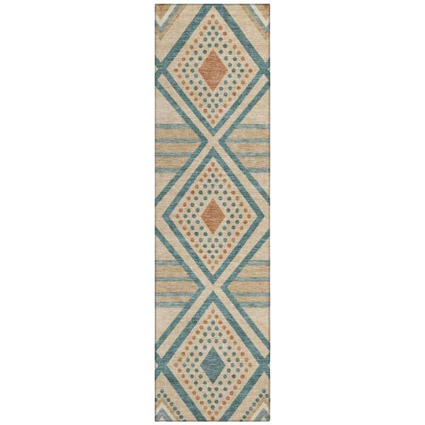 Chantille Machine Washable Indoor/Outdoor Abstract ACN3128 Flax 2 ft. x 7 ft. Runner Rug