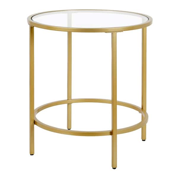 celebration bad hell Meyer&Cross Sivil 20 in. Brass Finish Round Glass Top End Table ST0654 -  The Home Depot