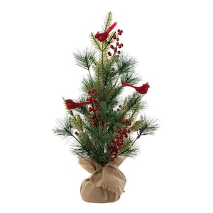 20 in. H Tabletop Christmas Cardinal Table Tree Decor