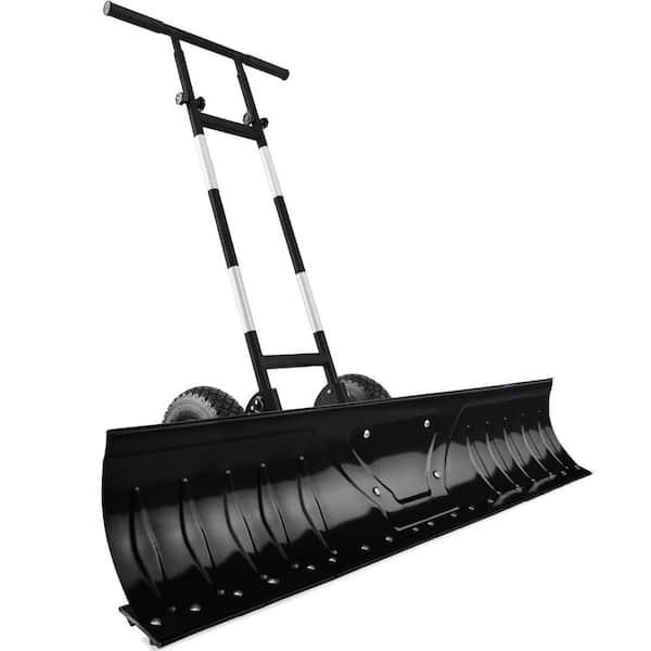 51in. Steel Handle Metal Blade Black Snow Pusher Shovel with Blade Angle, Reflective Tape and Adjustable Handle