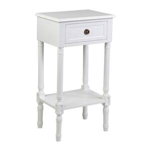 Decor Therapy Bright White Natural Wood Side Table Fr8777 The Home Depot