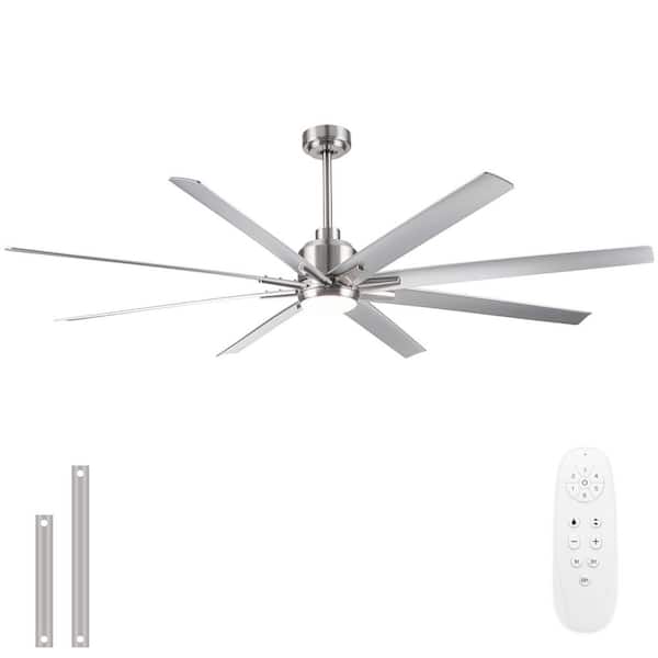 Coastal 72 in. Indoor Brushed Nickel Large Windmill Integrated LED Ceiling Fans with Light and ABS Blades