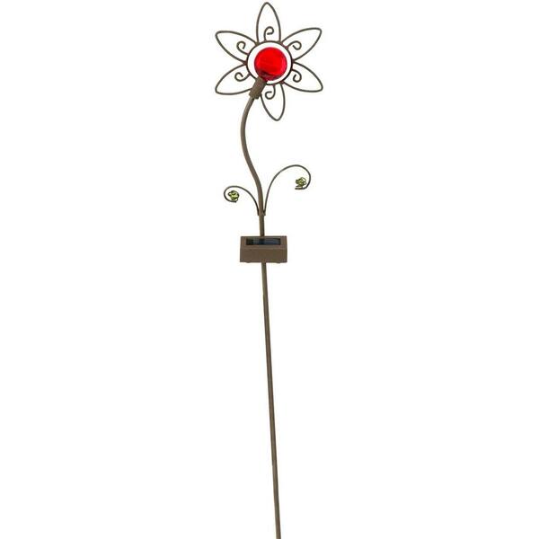 Moonrays Outdoor Bronze Solar Powered LED Petite Red Flower Planter Light-DISCONTINUED