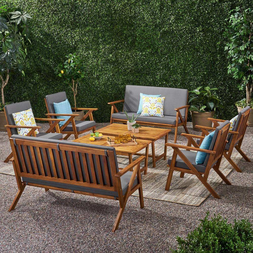 Wilson Teak Finish Acacia Wood Expandable Dining Table