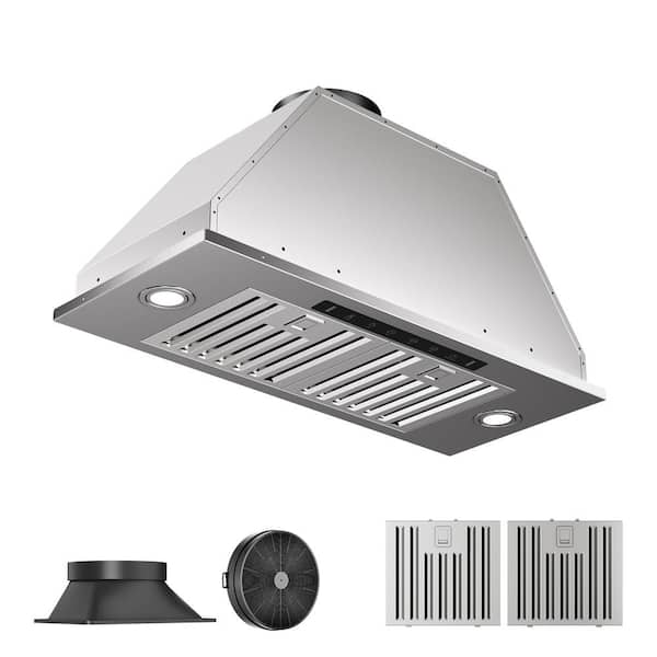 30 in. 600 CFM Convertible Insert Range Hood in Stainless Steel, Gesture Control and Touch Panel, LED Lighting