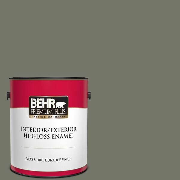 BEHR PREMIUM PLUS 1 gal. #PPU10-19 Conifer Green Hi-Gloss Enamel Interior/Exterior Paint