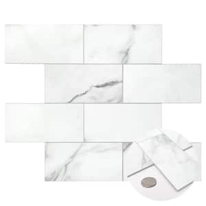 Subway Carrara Marble 12 in. x 12 in. White Peel and Stick Backsplash Stone Composite Wall Tile (9.69 sq. ft. /Case)