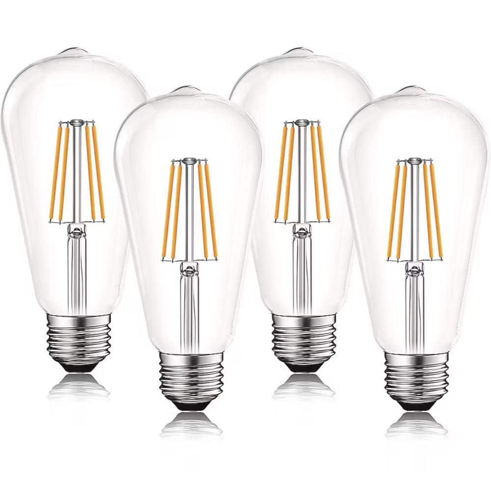60-Watt Equivalent ST19 Dimmable Straight Filament Clear E26 Vintage Edison LED Light Bulb, Bright White 3000K (4-Pack) price history on PriceWatchPro