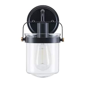 6 in. 1-Light Matte Black Vanity Light with Clear Glass Shade