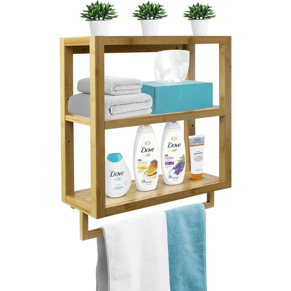 Sorbus Natural Bamboo 3-Tier Wall Mounted Shelf