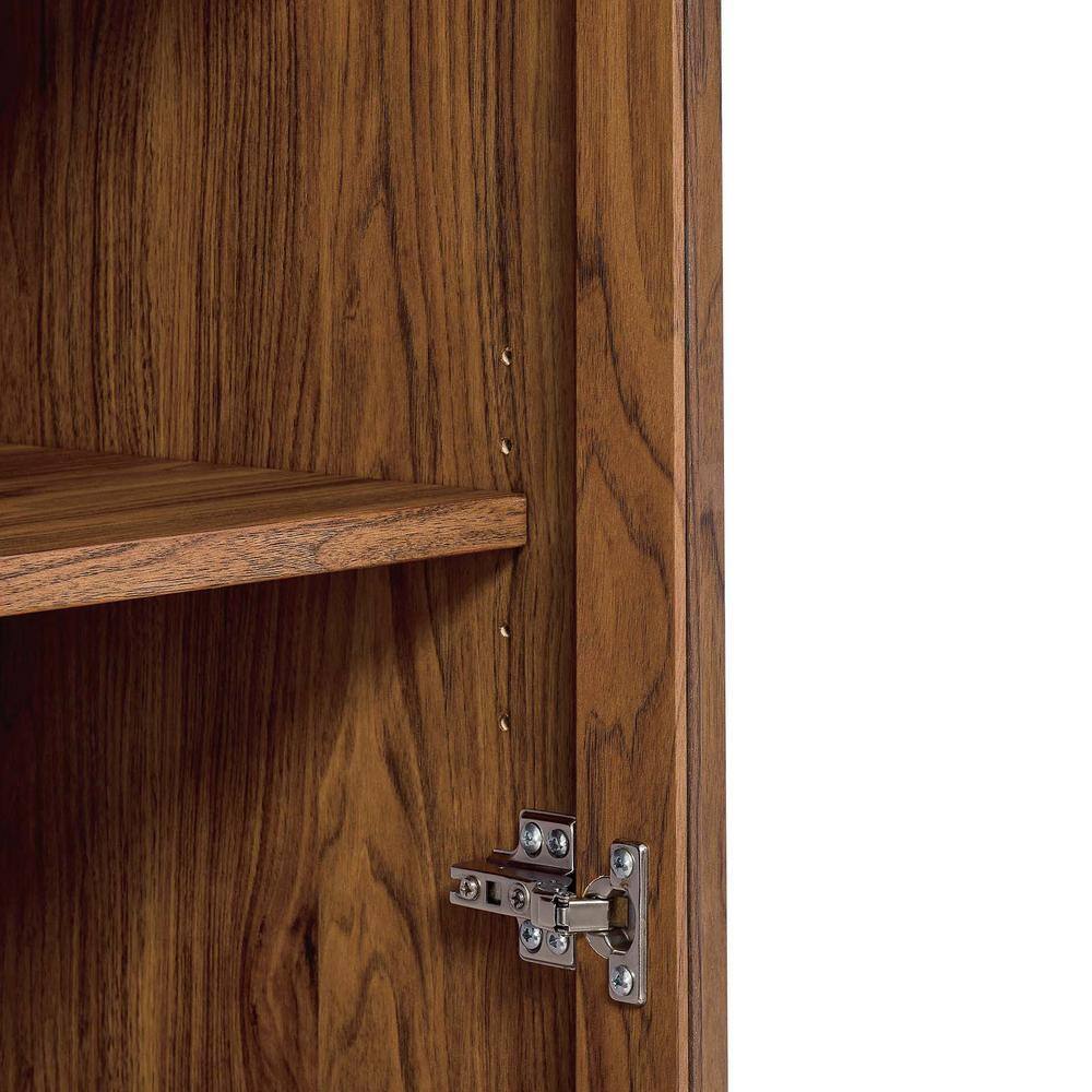 Tessa Tall Walnut Arched Storage Display Cabinet with Glass Doors