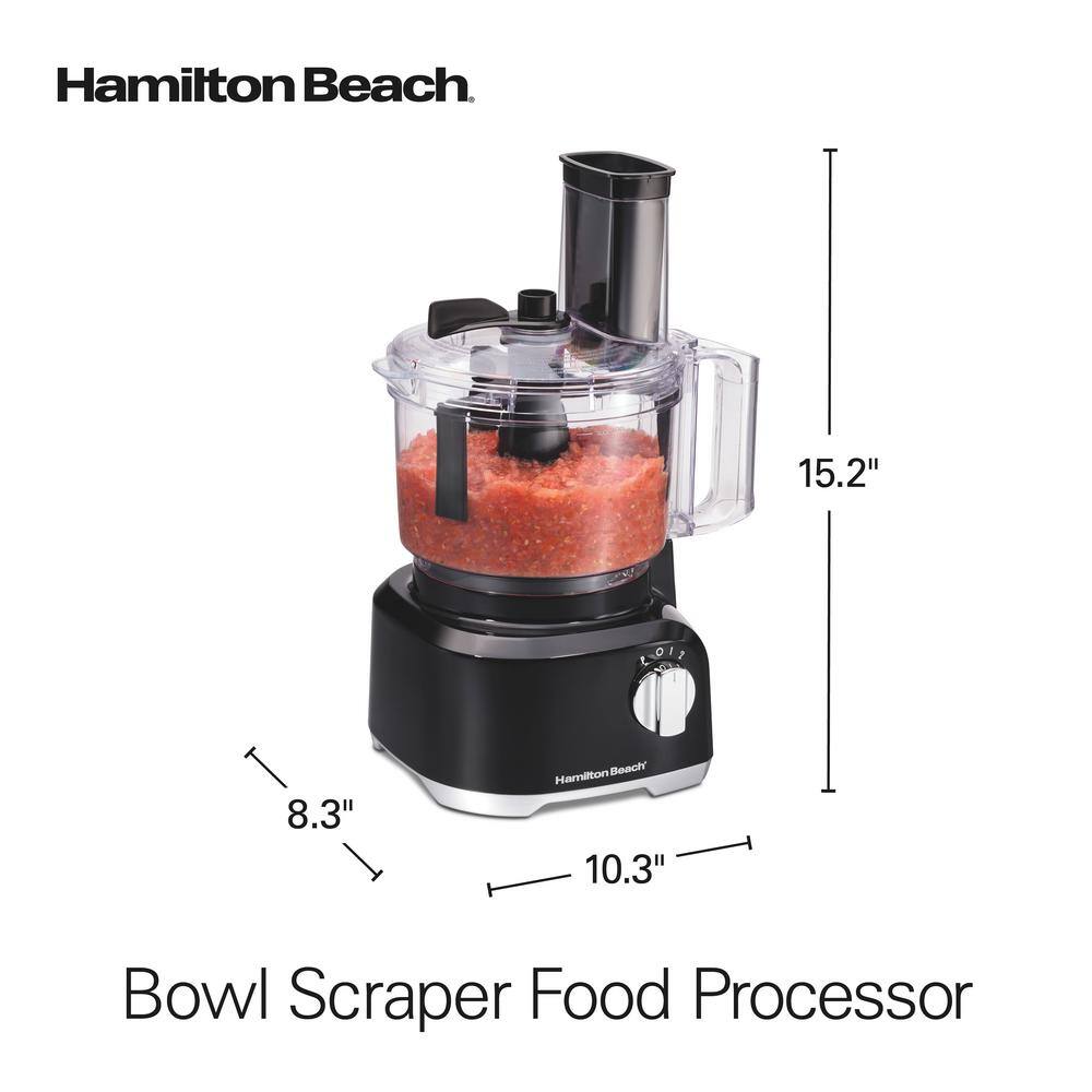 Hamilton Beach 8-Cup Black Food Processor with Bowl Scraper