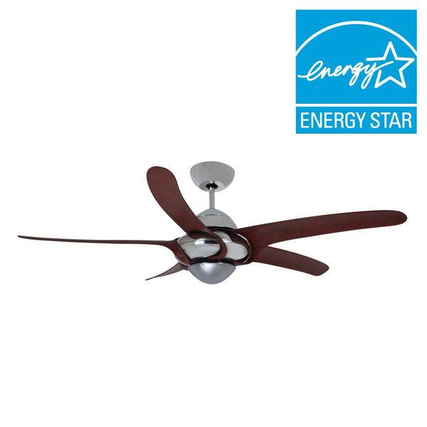 Vento Uragano 54 in. Indoor Chrome Ceiling Fan with 5 Mahogany Blades