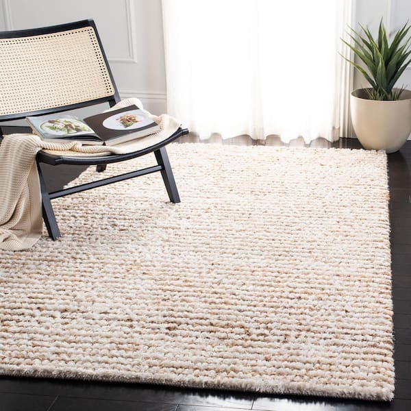 Aspen Shag White/Beige Doormat 2 ft. x 4 ft. Solid Area Rug