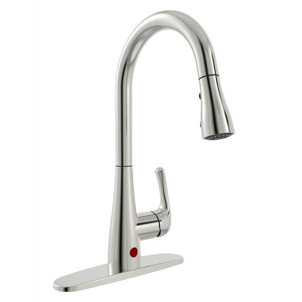 18-inch Pull Down Sprayer Kitchen Faucet Mixer Brushed Nickel Swivel Spout Cover 