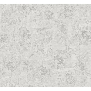 Eisen Silver Abstract Botanical Wallpaper