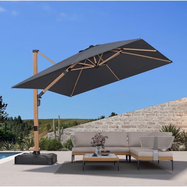 large square offset patio umbrellas Kozyard 10' Outdoor Umbrella with Base (Square 40"x40"), O Kozyard LLC dyed fabric FIM Flexy Aluminum 8' x