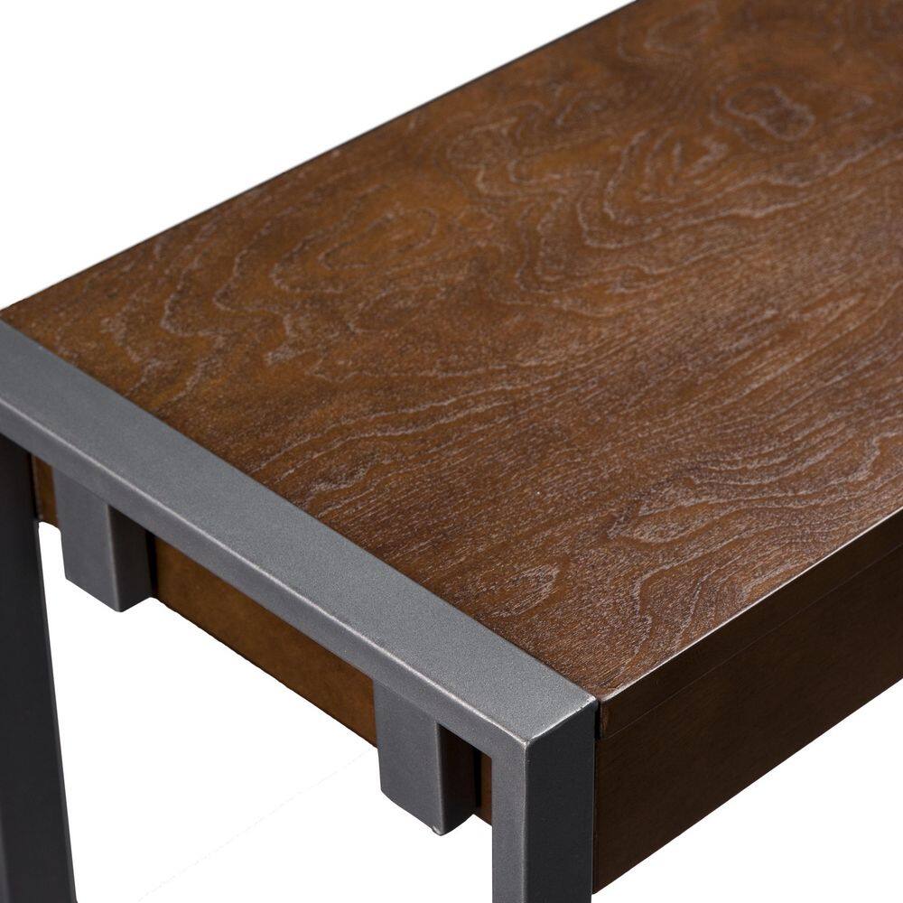 Macen 54" Tobacco and Gunmetal Console Table with Storage