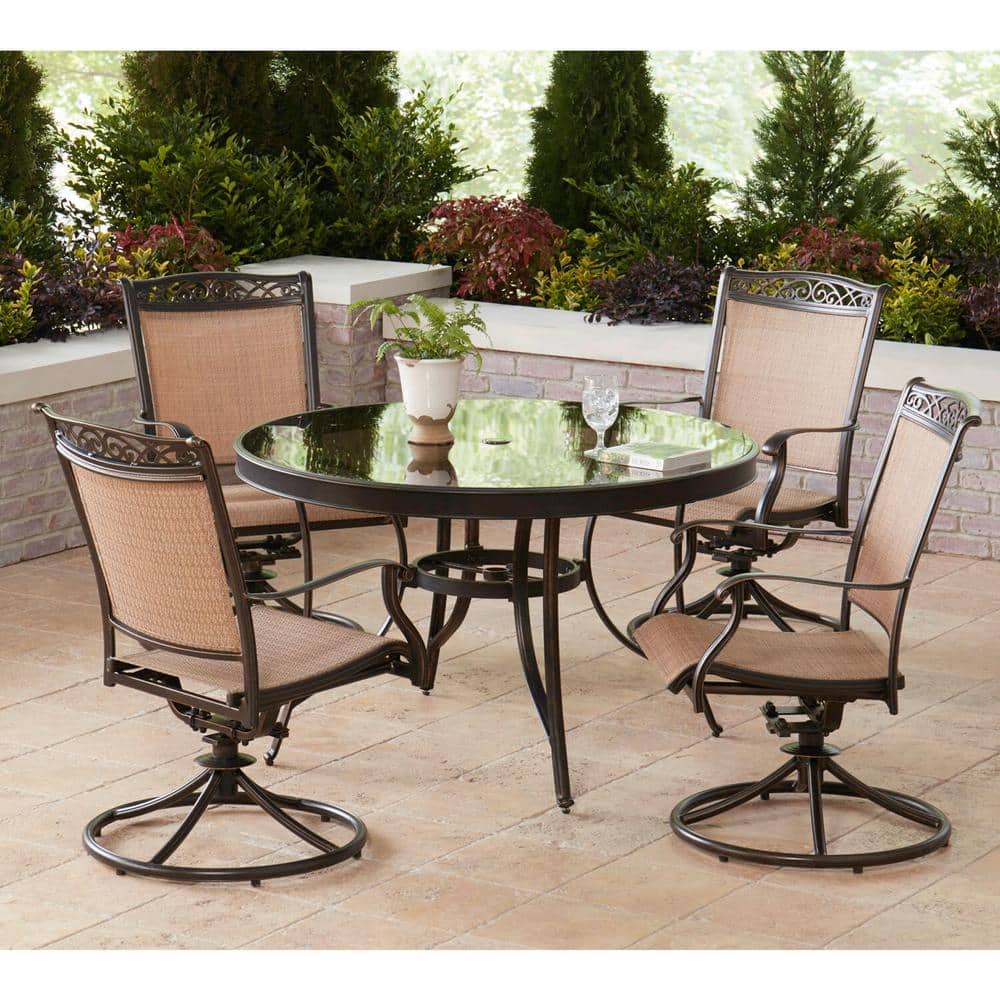 Fontana 5-Piece Tan and Glass Outdoor Dining Set