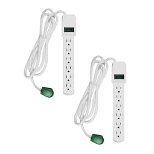 6-Outlet Surge Protector with 6 ft. Cord, White - (2-Pack)