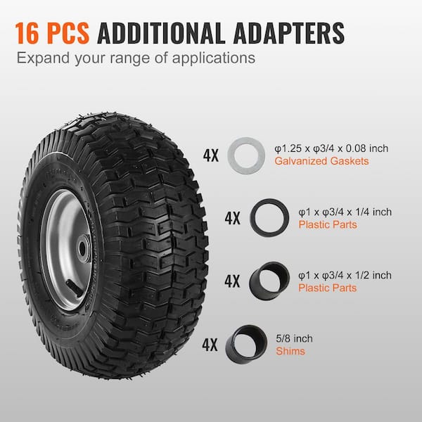 Lawn Mower Tires 15x6-6in. Lawn Tractor Tires 2-Pack Tire and Wheel Assemblies Turf Pneumatic Tires with 3in. Hub