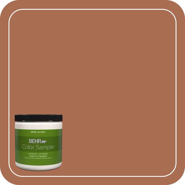 BEHR PREMIUM PLUS 8 oz. #BIC-45 Airbrushed Copper Semi-Gloss Interior/Exterior Paint & Primer Color Sample