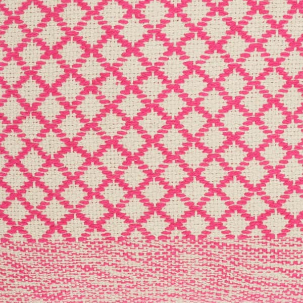 Lifestyles Hot Pink Geometric 18 in. x 18 in. Throw Pillow