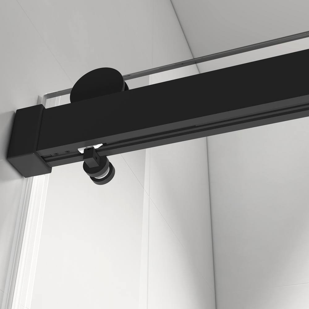 72'' Matte Black Frameless Sliding Shower Door with Clear Glass