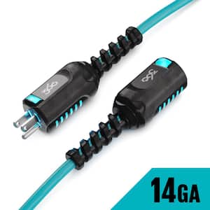 PowerFlex 100 ft. 14/3 Ultra Heavy-Duty Outdoor Extension Cord with Recoil Extreme Strain Suppression and Blue Cord