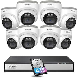 16-Channel 4TB POE NVR Security Camera System with 8 Wired 4MP(1440P) QHD 2.5K Outdoor Audio Cameras, AI Human Detection
