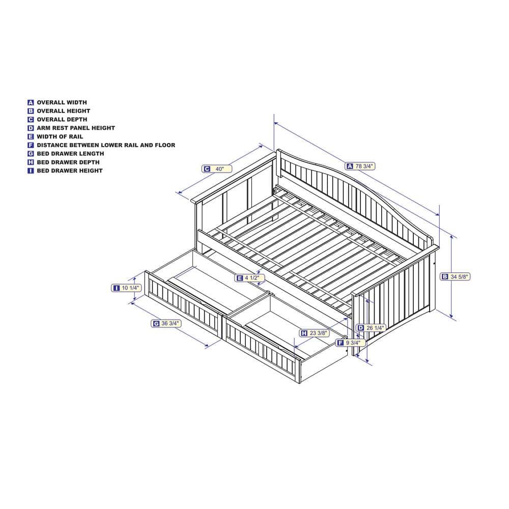 Nantucket White Twin Wood Daybed with Storage Drawers