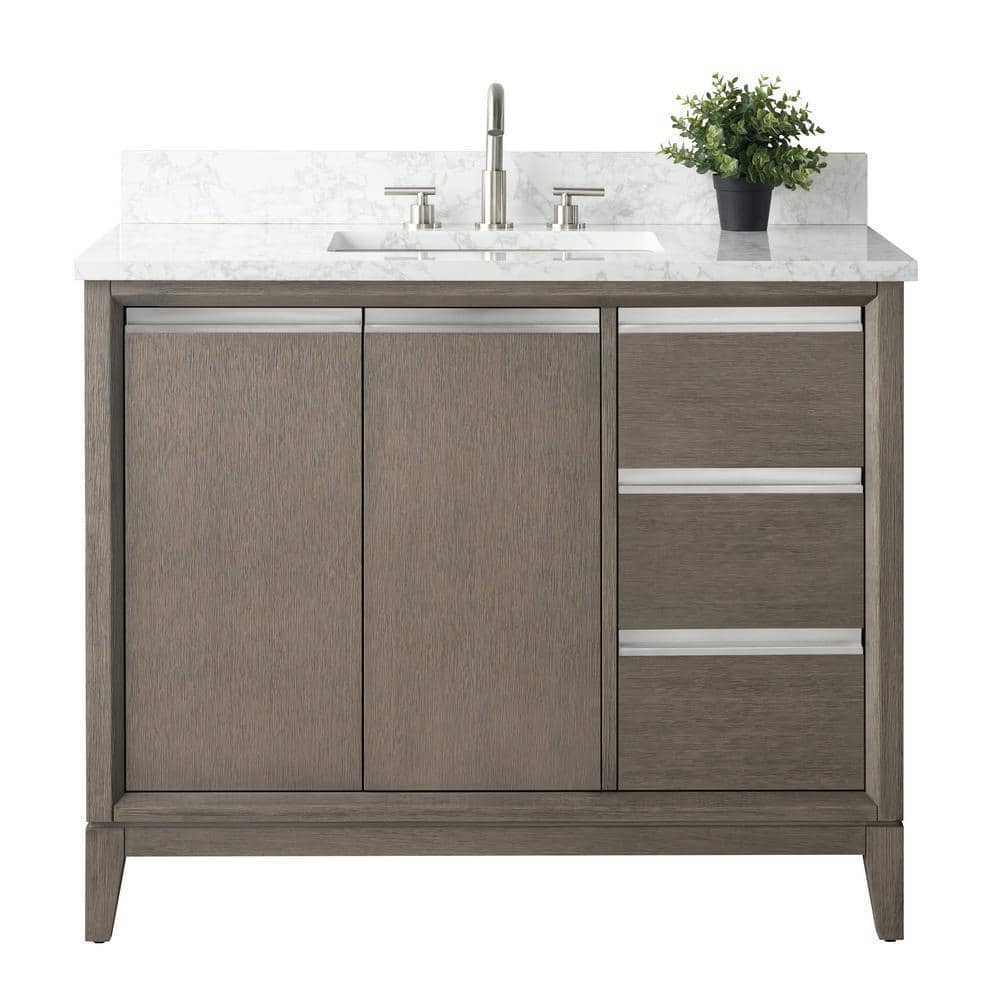 Driftwood Gray 42" Single Sink Bathroom Vanity with Marble Top