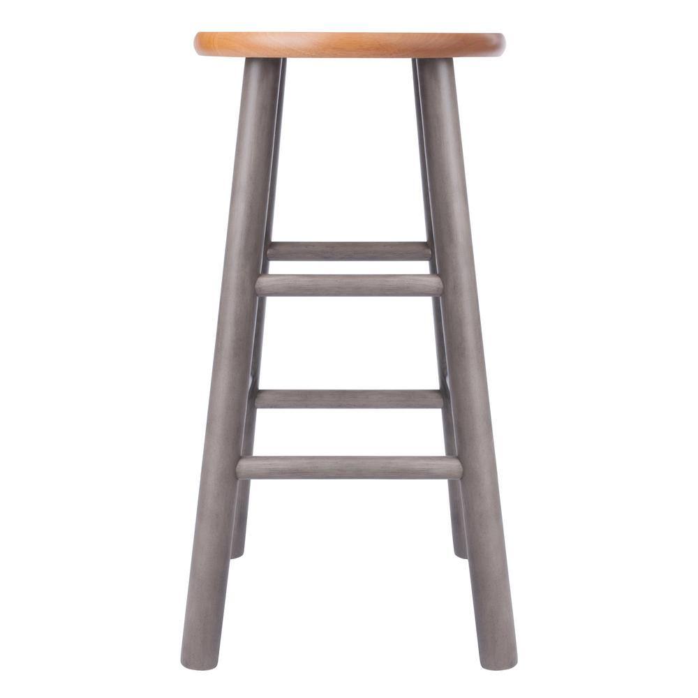 24" Gray and Teak Backless Wood Counter Stools Set