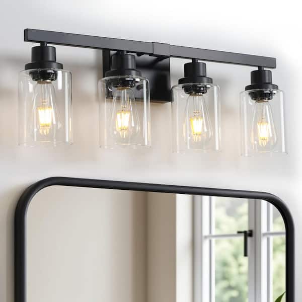 24.2 in.4-Light Farmhouse Vanity Lights Fixture Rustic Bathroom Light Fixture Bathroom Sconce (Without Bulbs)