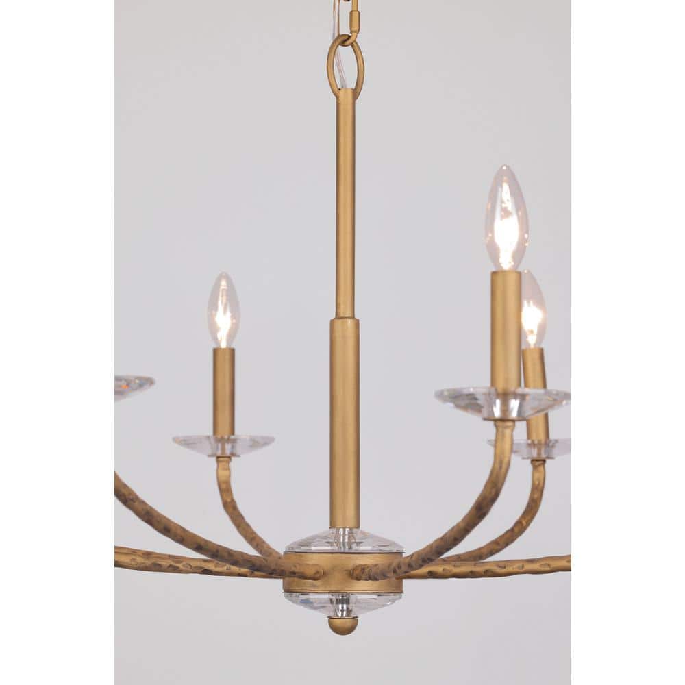 Ashen Gold 36" 8-Light Candle Style Chandelier with Crystal Accents