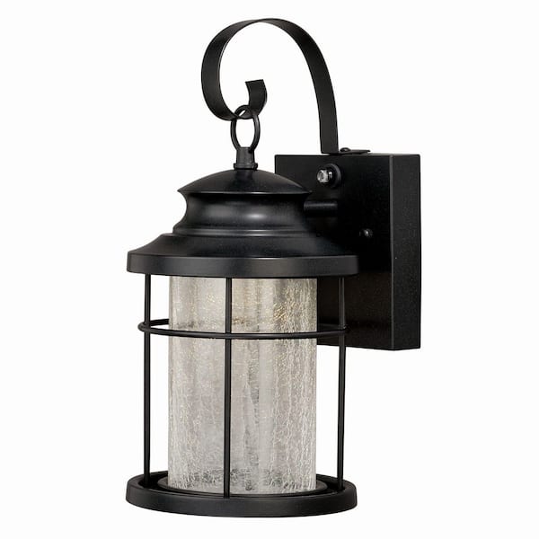 Melbourne 1-Light LED Dusk to Dawn Bronze Coastal Outdoor Wall Lantern Clear Glass
