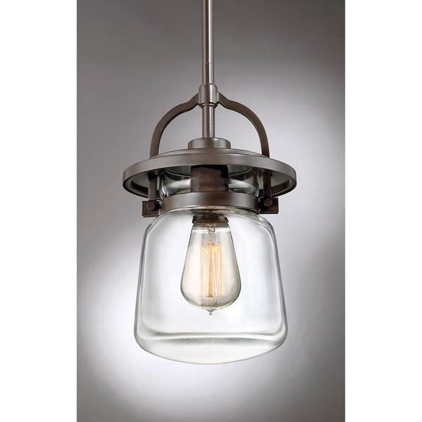 Quoizel LaSalle Western Bronze Transitional Clear Glass Jar Pendant Light